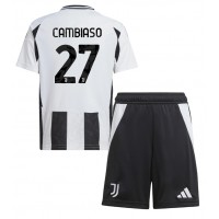 Dres Juventus Andrea Cambiaso #27 Domaci za djecu 2024-25 Kratak Rukav (+ kratke hlače)